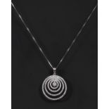 A diamond encrusted four ring target pendant necklace,