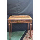 A late 19th century Sheraton Revival marquetry inlaid jardiniere table, tapering legs, c.