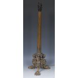 A late 19th century Baroque Revival table lamp, slightly tapering fluted column,