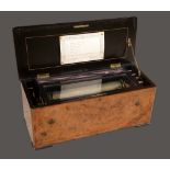 A 19th century Swiss kingwood crossbanded burr walnut music box,
