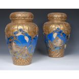**Please note corrected estimate** A pair of large Japanese Satsuma ovoid vases and covers,