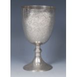 A 19th century Anglo-Indian silver ovoid pedestal goblet,