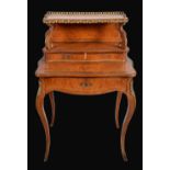 A Louis XV revival gilt metal mounted thuya wood and rosewood bonheur du jour,