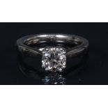 A diamond solitaire ring, round brilliant cut diamond measuring approx 6.