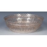 A French silver plated pierced circular bowl, ornate gallery, stamped Ercuis France, 20.