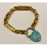 A 19th century yellow metal fancy chain link bracelet,