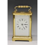 A late 19th century French gilt brass repeating carriage clock, 6.
