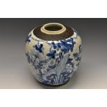 A large Chinese crackle glazed ovoid ginger jar,