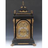 A large Victorian gilt metal mounted ebonised musical repeating bracket clock, in George II style,