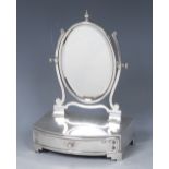 A Edwardian silver novelty verte box, as a dressing mirror, with oval swing mirror,