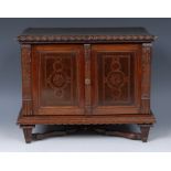 A 19th century Italian miniature hardwood and marquetry table cabinet,