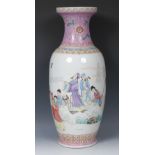 A large Chinese Republican ovoid vase, painted in polychrome enamels with immortals and attendants,