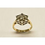 A diamond floral cluster ring,