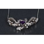 A diamond and amethyst swag necklace,