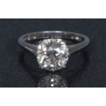 A large diamond solitaire ring, brilliant cut diamond measuring 9.21mm x 8.89mm x 5.