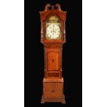 A George/William IV oak and mahogany longcase clock, 33cm painted dial inscribed Roberts, Derby,