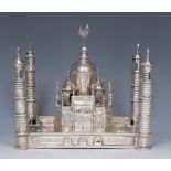 A Chinese Islamic silver model, of a mosque, 17cm wide, character mark,