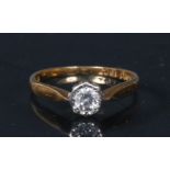 A diamond solitaire ring, round brilliant cut diamond approx 0.