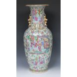 A large Chinese ovoid vase, decorated in the famille rose palette,