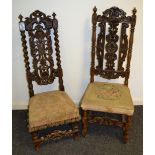 A pair of Victorian mahogany high back chairs c.