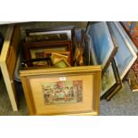 Pictures - a Victorian burr walnut picture frame, 27cm x 31cm; Hilda Cowham,