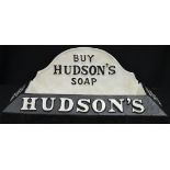 A reproduction cast metal Hudson Soap advertising dog bowl