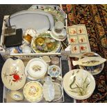 Ceramics - a set of six Johnson Brothers fish plates; Denby; Doulton; Lobster hors d'oeurve dish;
