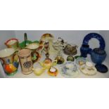 Ceramics - a Royal Cauldron stylised geometric decorated jug; other Wadeheath etc vases,