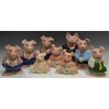 A set of five Wade Natwest piggy banks including Sir Nathaniel, Lady Hillary, Maxwell, Annabel,