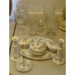 A 19th century glass rummer, others; Victorian custard cups; Continental dressing table set,