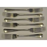 A harlequin set of six dinner forks (two rattail) (13.