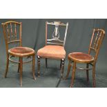 Fischel bentwood boudoir chairs and Edwardian mahogany chair