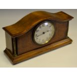 An Edwardian mahogany, burr walnut and marquetry mantel clock, c.