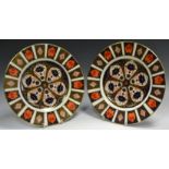 A pair of Royal Crown Derby 1128 old imari pattern 22cm diameter dinner plates,