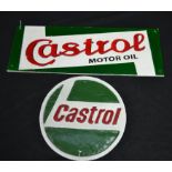 Advertising - two reproduction cast iron Castrol plaques