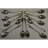 Twelve rattail tea spoons, Joseph Rogers Sheffield 1910 (7.