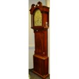 A 19th century mahogany longcase clock, the 31cm white painted dial with Roman numerals,