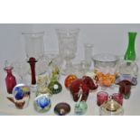 Glassware - a 19th Century wheel cut celery vase; another plain; a cranium glass vase;