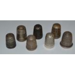 An George V silver thimble, Charles Horner, Chester 1930; another, Chester 1913; others,