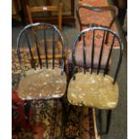 A Victorian Rosewood side chair c 1860; an Edwardian bedroom chair;