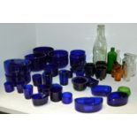 Glassware - 19th century and later Bristol blue glass and other liners,