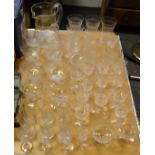 Glassware - early 20th century acid etched lemonade set, sherry glasses, wine glasses; etc c.