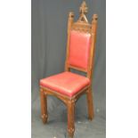 A Gothic oak high back chair