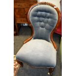 A Victorian mahogany button back chair c 1860
