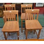 Four beech kitchen stools