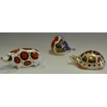A Royal Crown Derby paperweight Tortoise ceramic stopper, printed marks to base,