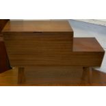 A Vanson Danish teak sewing box, having raised lid and two side drawers 45cm x 77cm x 33cm c.