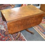 A Victorian mahogany drop leaf table turned support c 1890