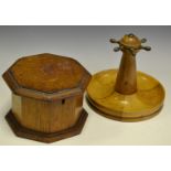 A Victorian oak octagonal box or caddy, c.