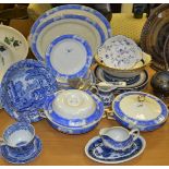 Blue and White Ceramics - a Price Brothers Victory part dinner service; Real Old Willow;